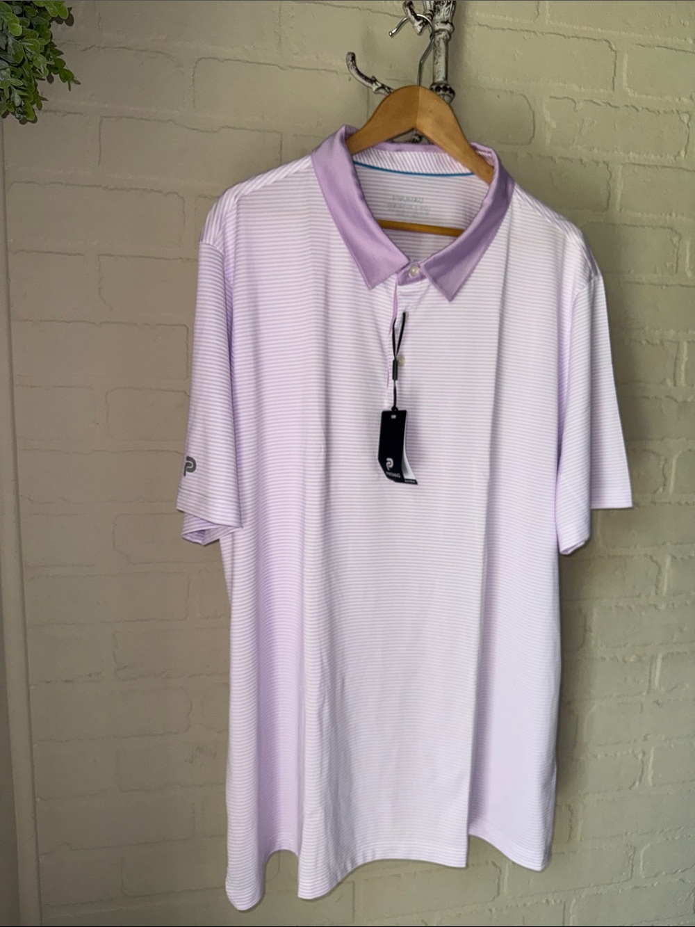 Men's Lavender Stripe Polo Shirt Performance Golf Style 3x or 2x NEW PWOMAG